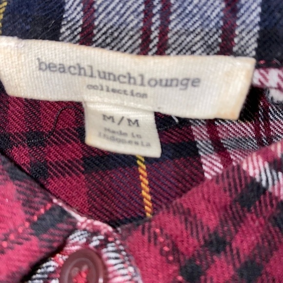 Beachlunchlounge Plaid Button Popover Shirt Women M Outdoor Utility Chore - Picture 5 of 8